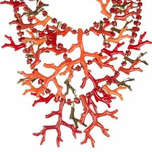 Kenneth Jay Lane Coral 3 Strand statement necklace